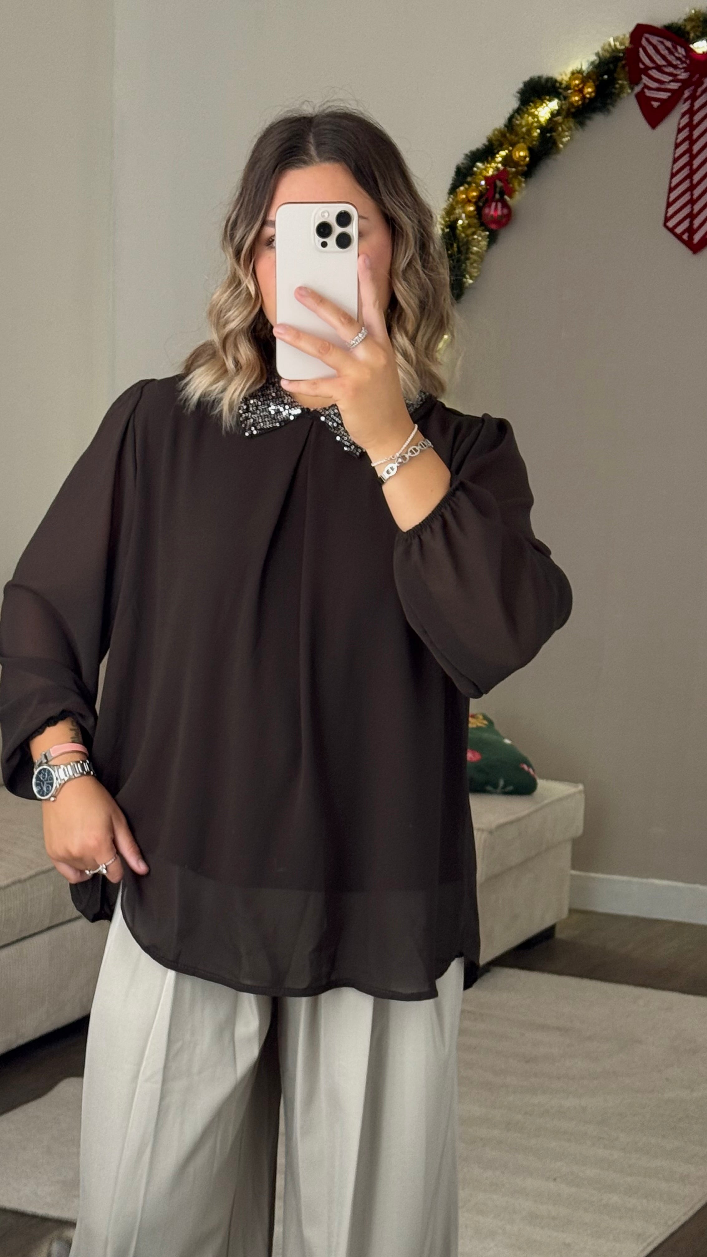 Chemisier col sequin